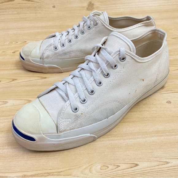Vintage Converse Jack Purcell Made in USA White Canvas Low Top Men Sneaker 10.5 - Picture 9 of 16